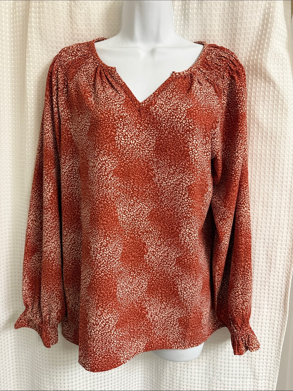 Jessica Simpson Rust Red Printed Peasant Top Small